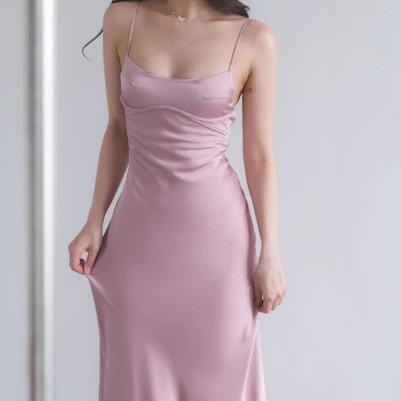 Micas Blush Pink Backless Maxi Dress Size M New With Tag - Picture 2 of 14